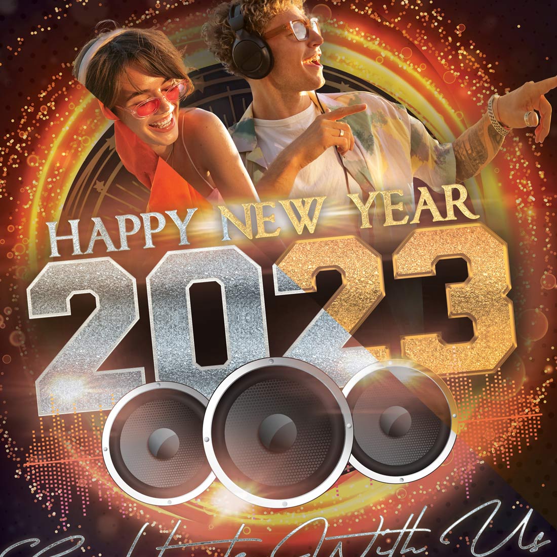 Party Flyer New Year Silver and Gold Bundle Template preview image.