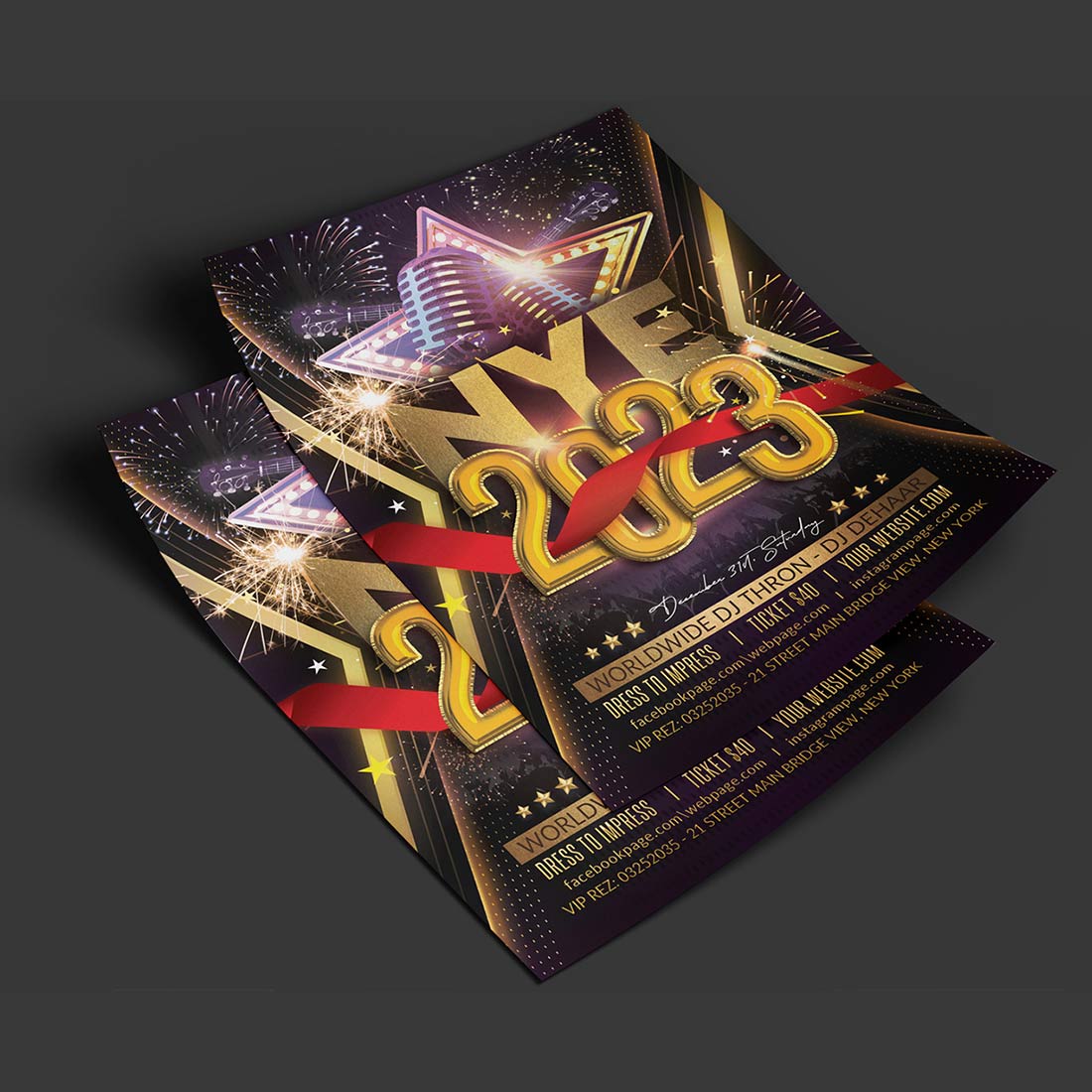 New Year Flyer Design Template preview image.