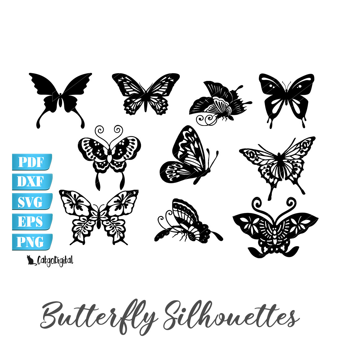 Butterfly Silhouettes SVG Cutting Files - MasterBundles