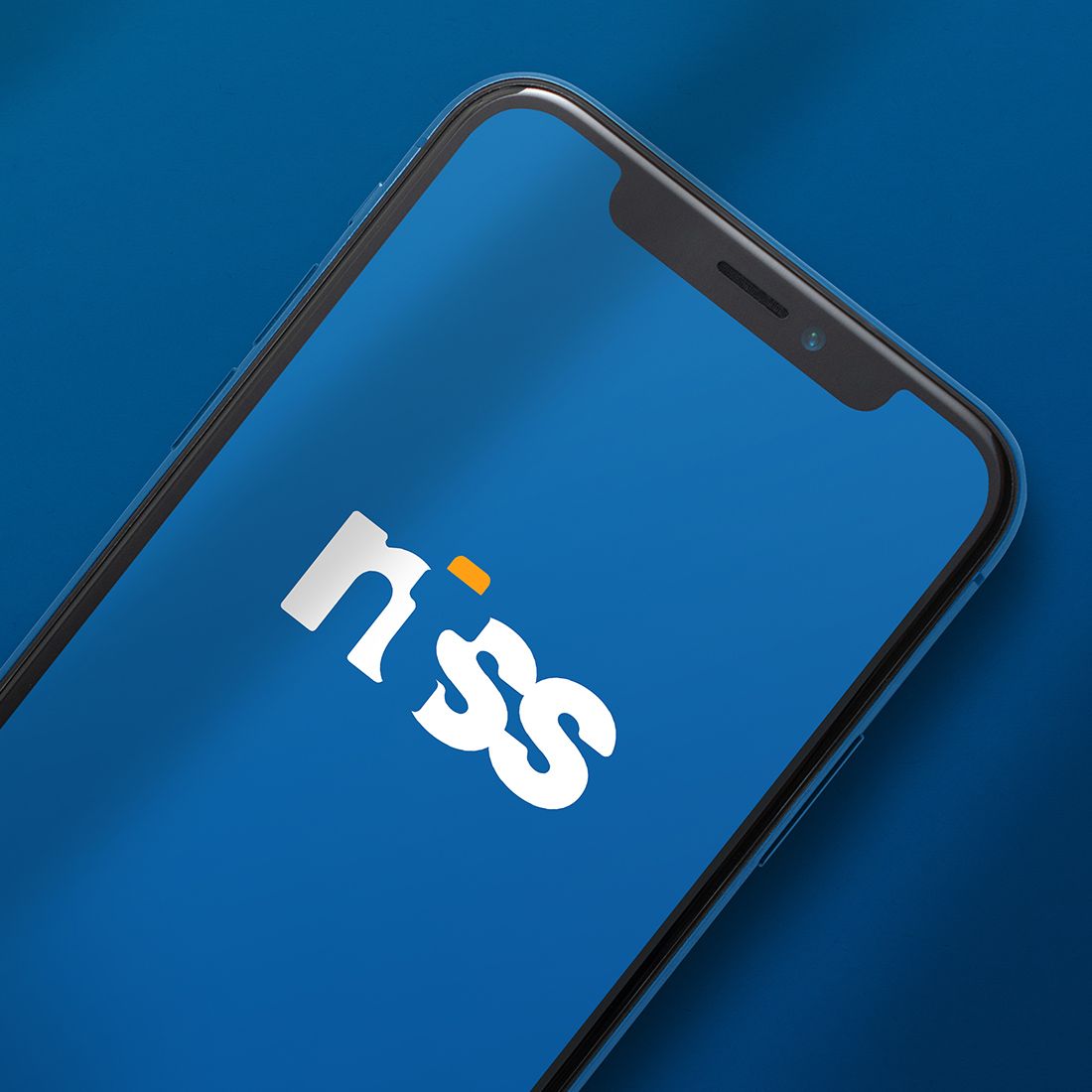 Lettering Ntss Logo White and Blue Mockup Smartphone Design preview image.