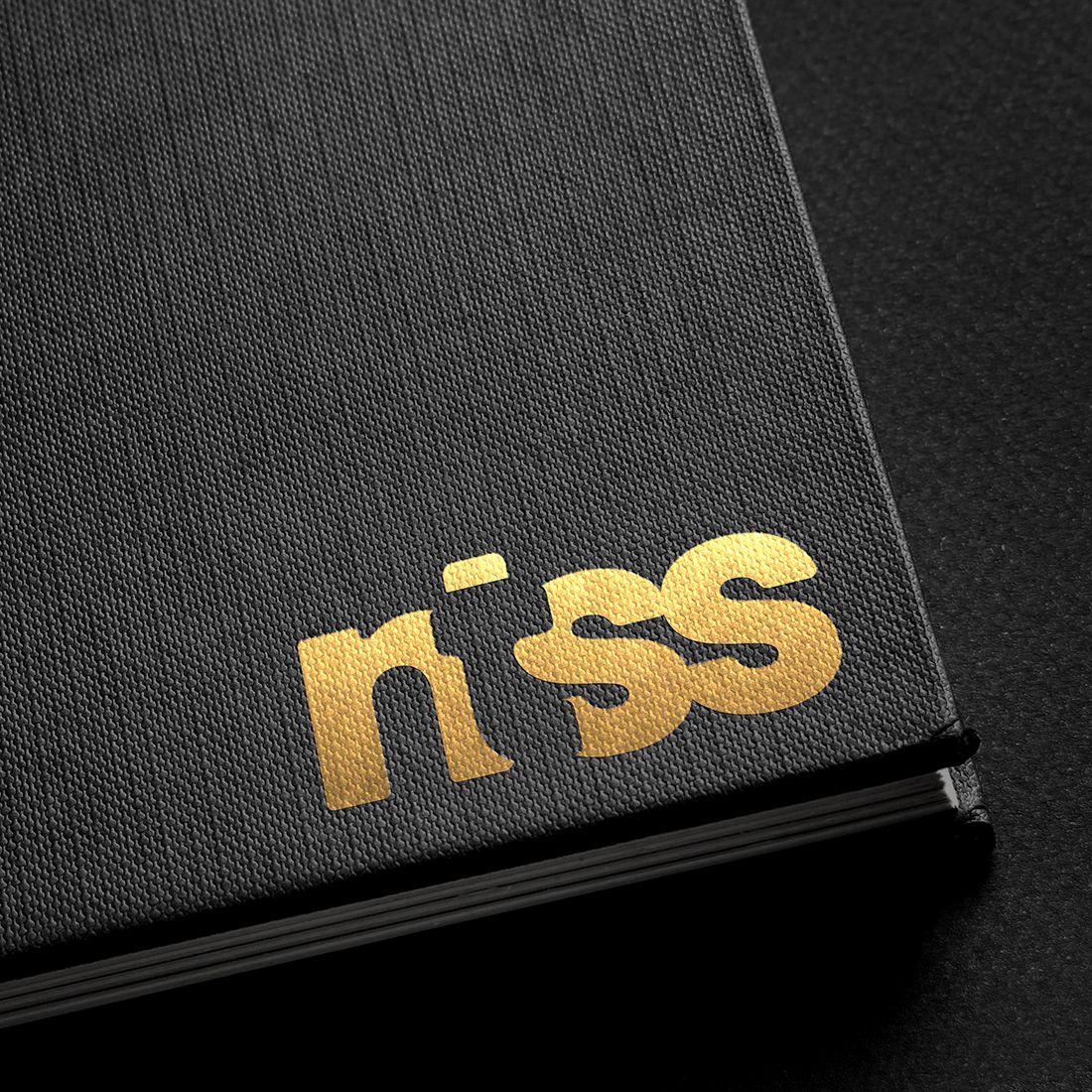 Lettering Ntss Logo Golden and Black Mockup Design preview image.