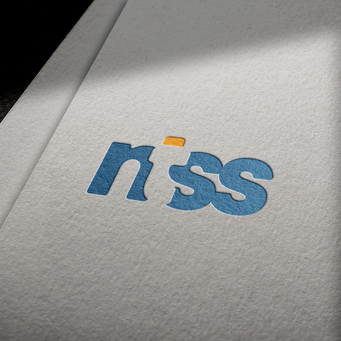 Lettering Ntss Logo Blue and White Mockup Design preview image.
