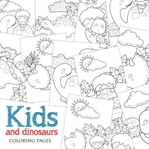 Dinosaurs Kids and Adult Coloring Pages cover image.
