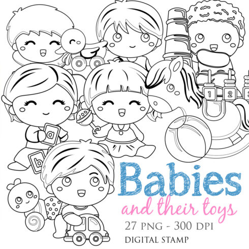 Baby and Their Toys Digital Stamp main cover.