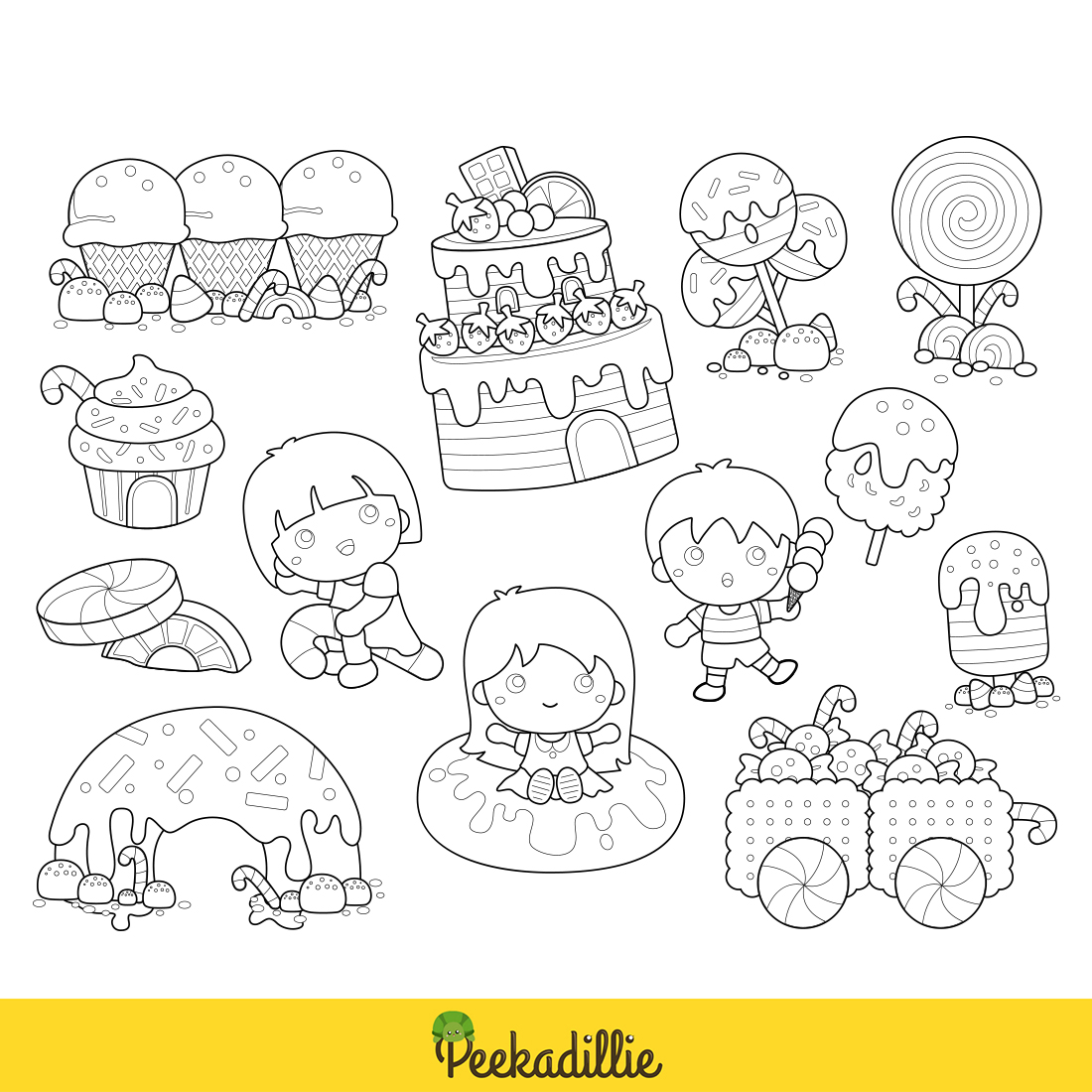 Kids Candyland Stickers Vector Clipart cover image.