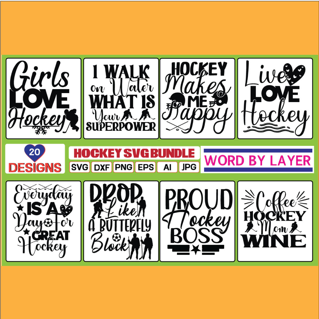 Hockey SVG Bundle main cover.