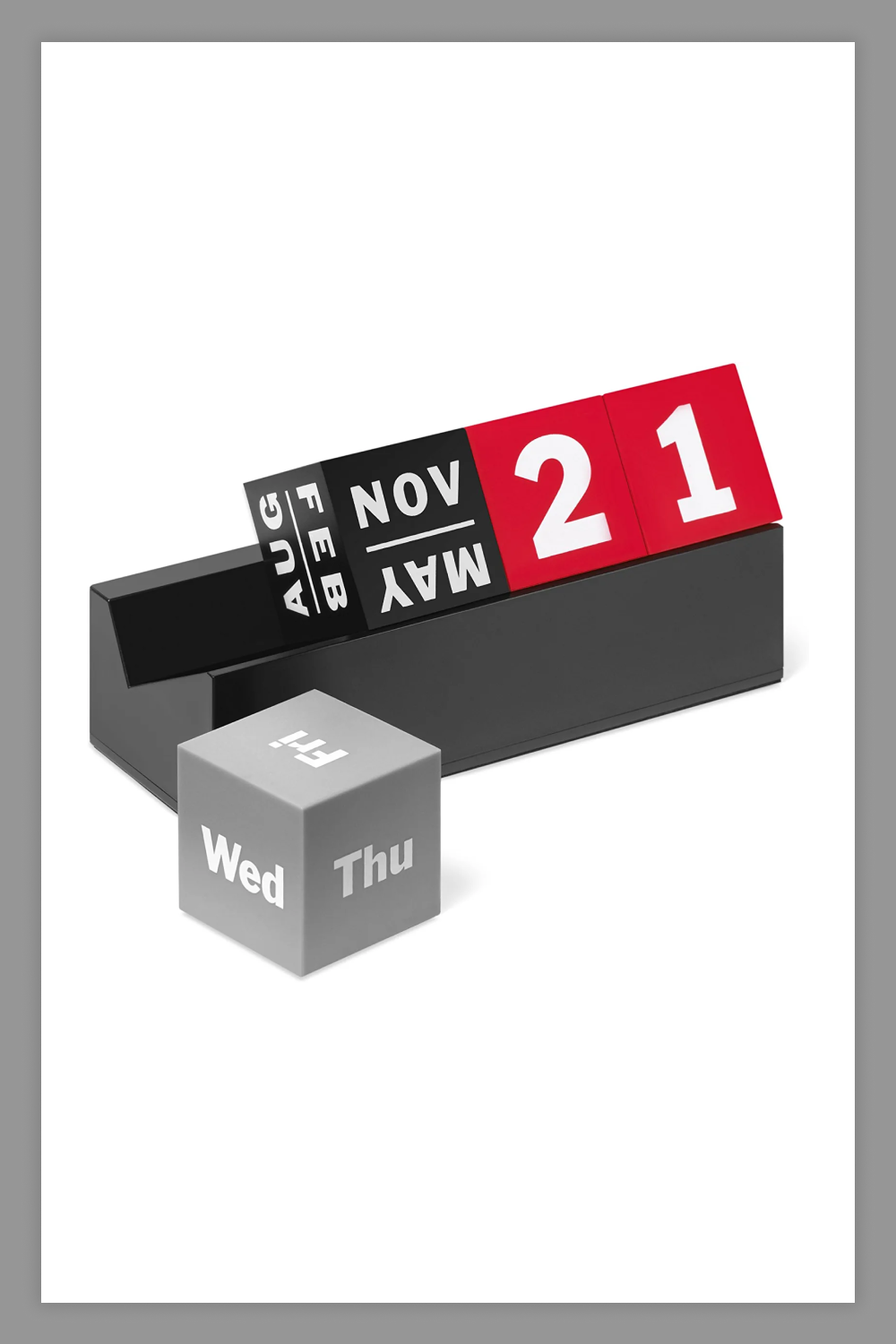 Cubes Perpetual Calendar Red/Grey/Black.
