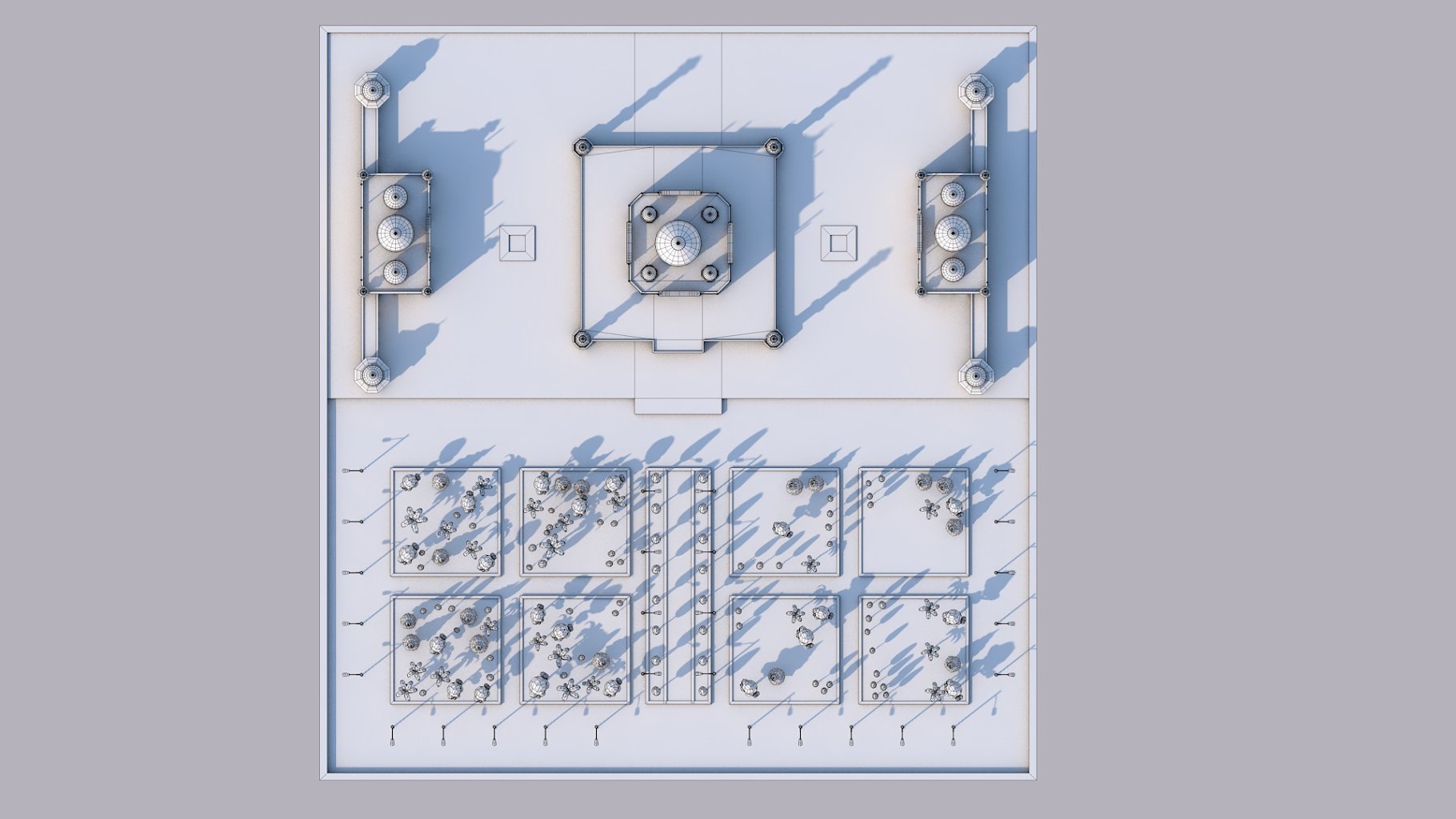 All field of low poly taj mahal landmark graphic mockup from above.