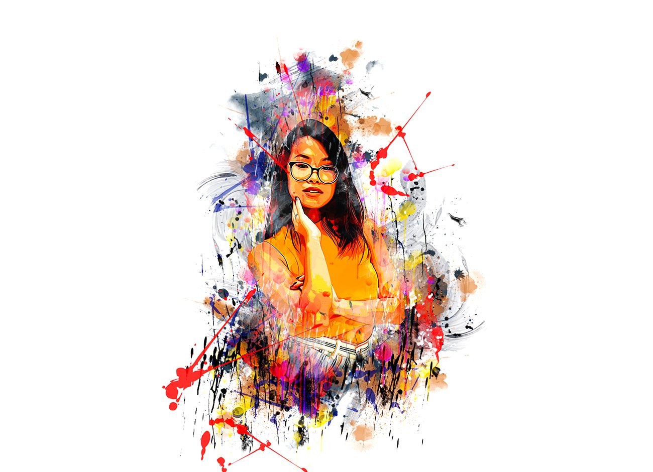 Artistic Vector Paint PS Action - woman image example.