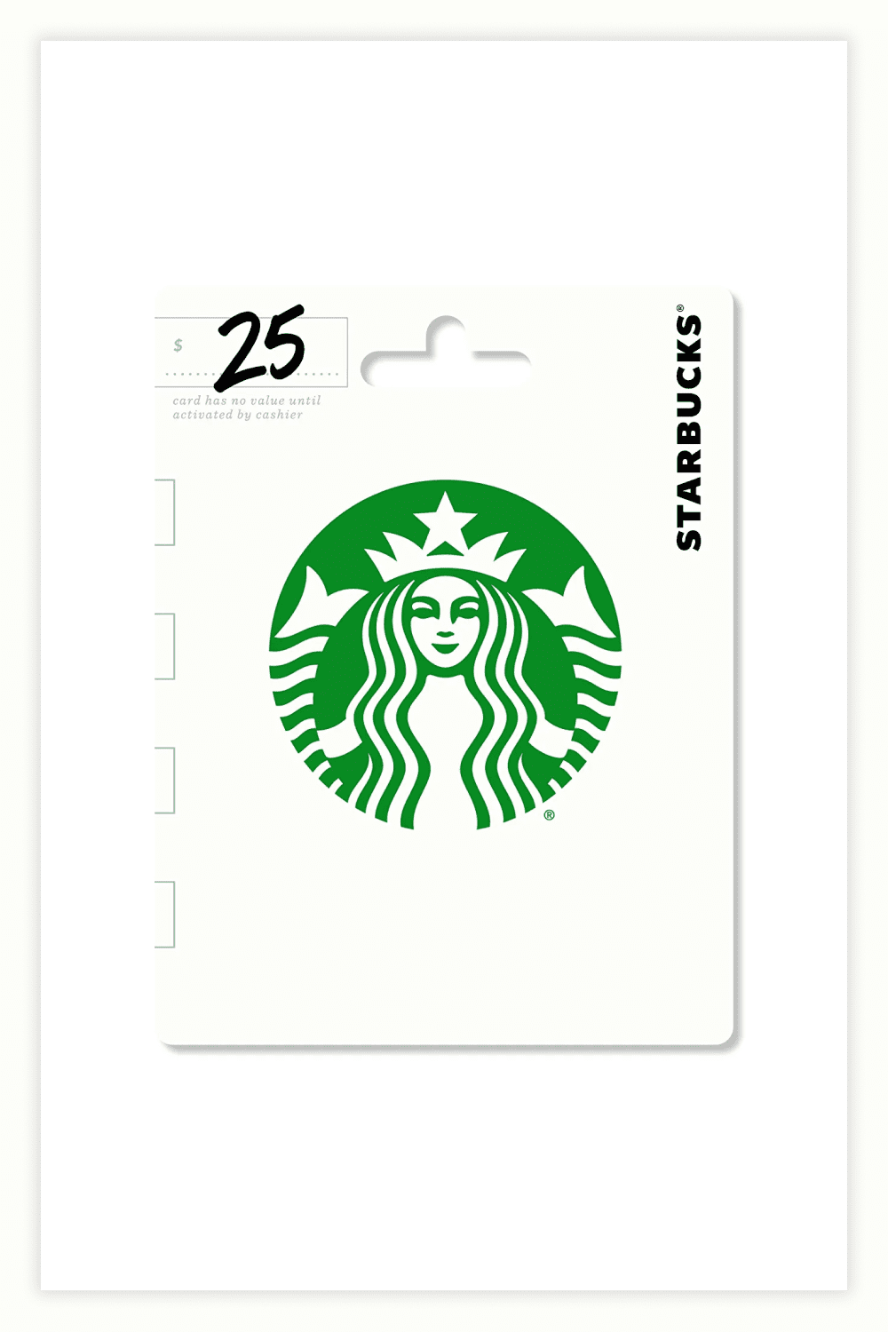 White Starbucks Gift Card with green logo.