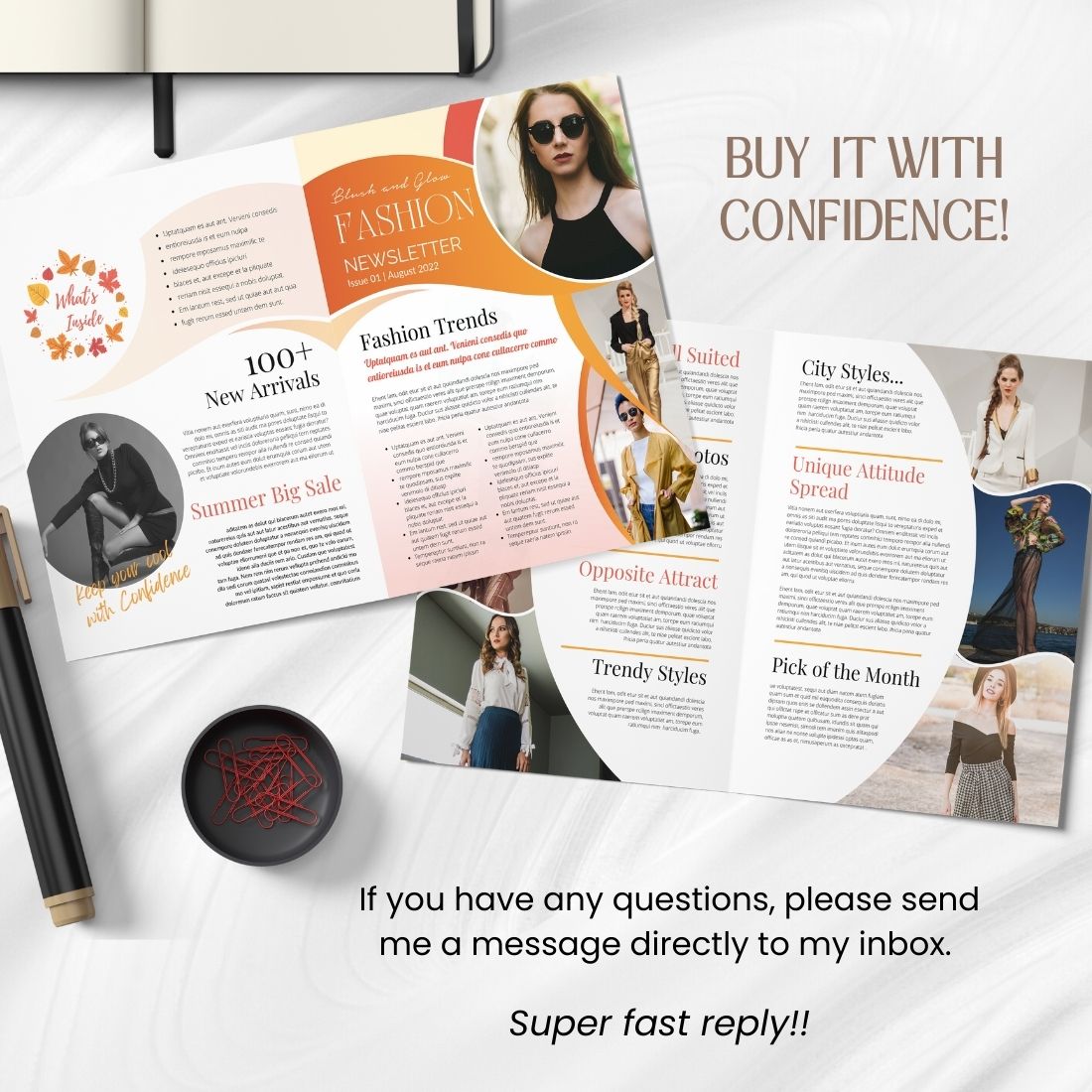 Buy Canva Newsletter Template For Models and Fashion with confidence.