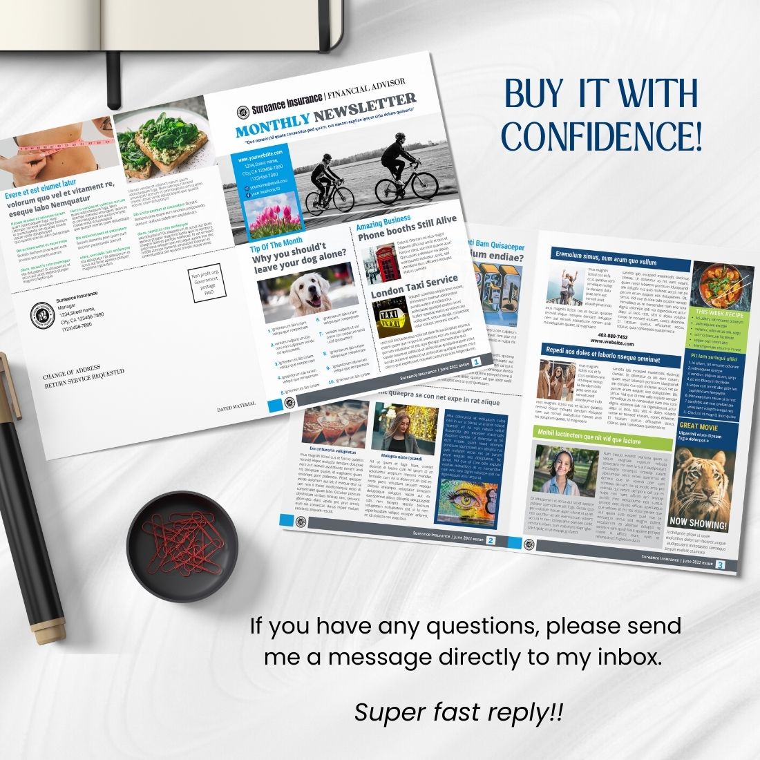 Stylish Canva Newsletter Business Template preview image.