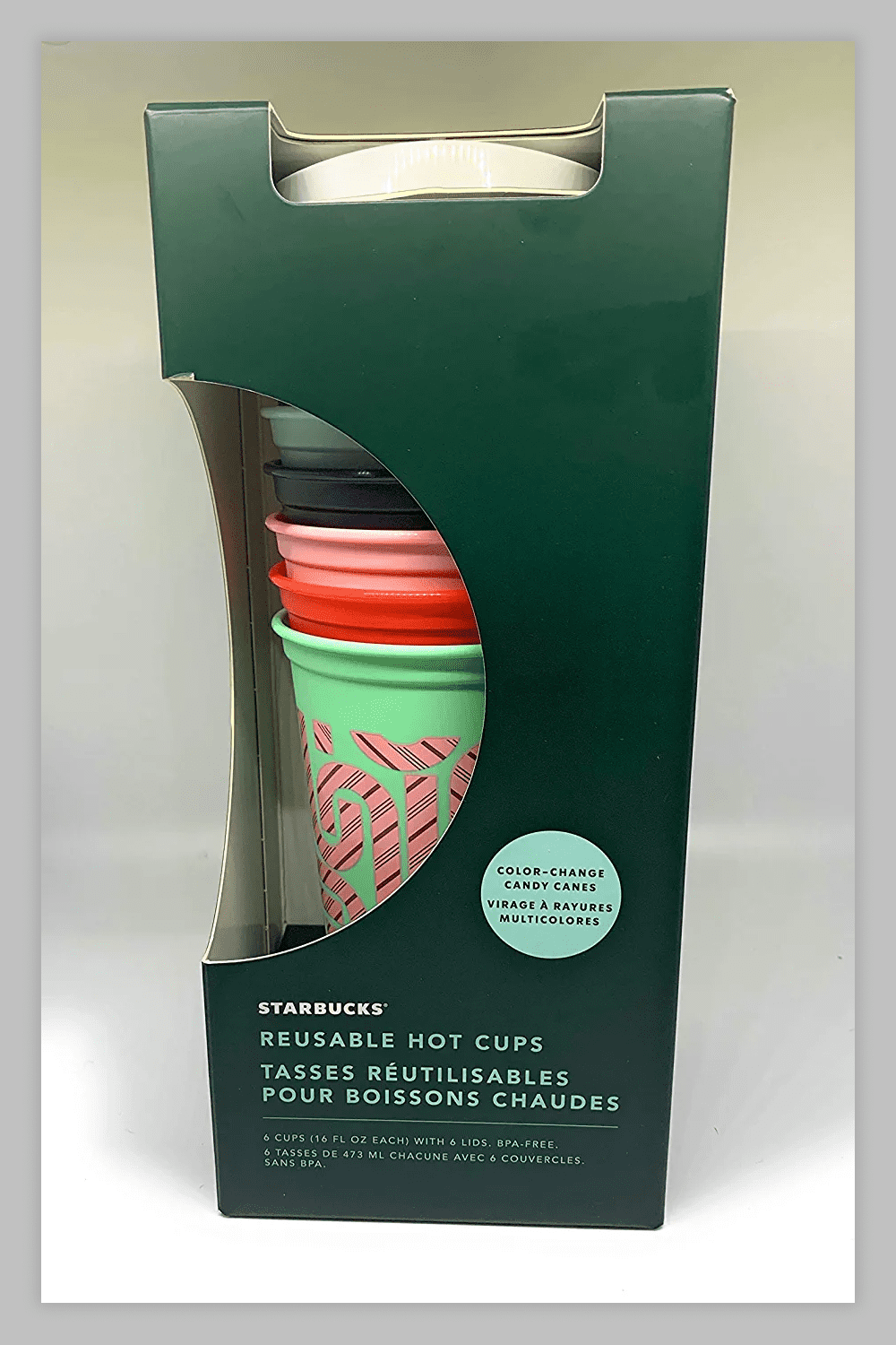 Starbucks Reusable Hot Cups in green box.