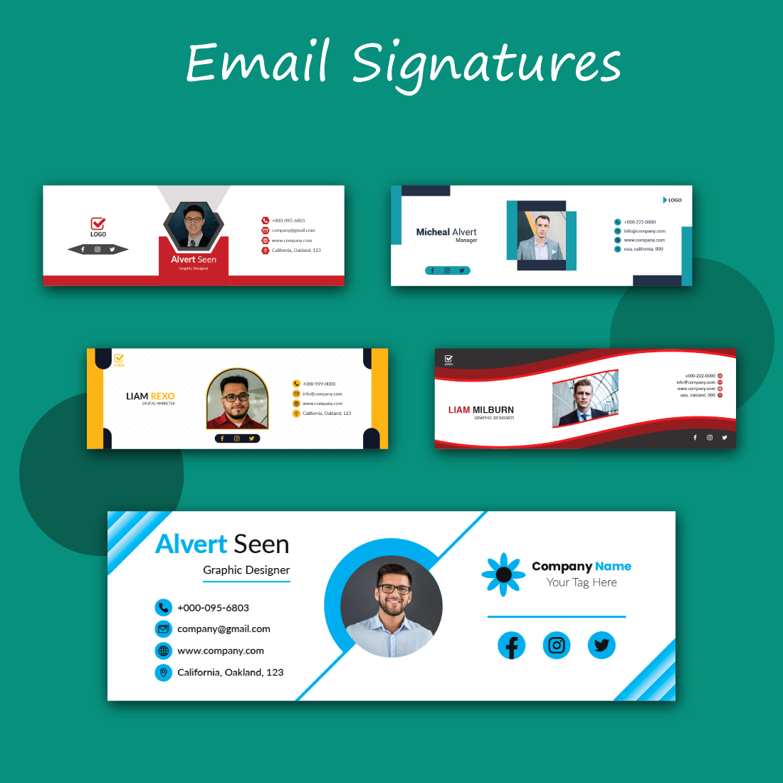Stylish Email Signatures Bundle Pack cover image.