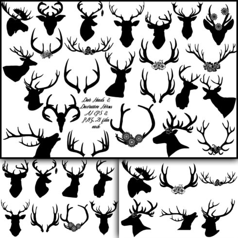 Deer & Deco Antlers AI EPS PNG.