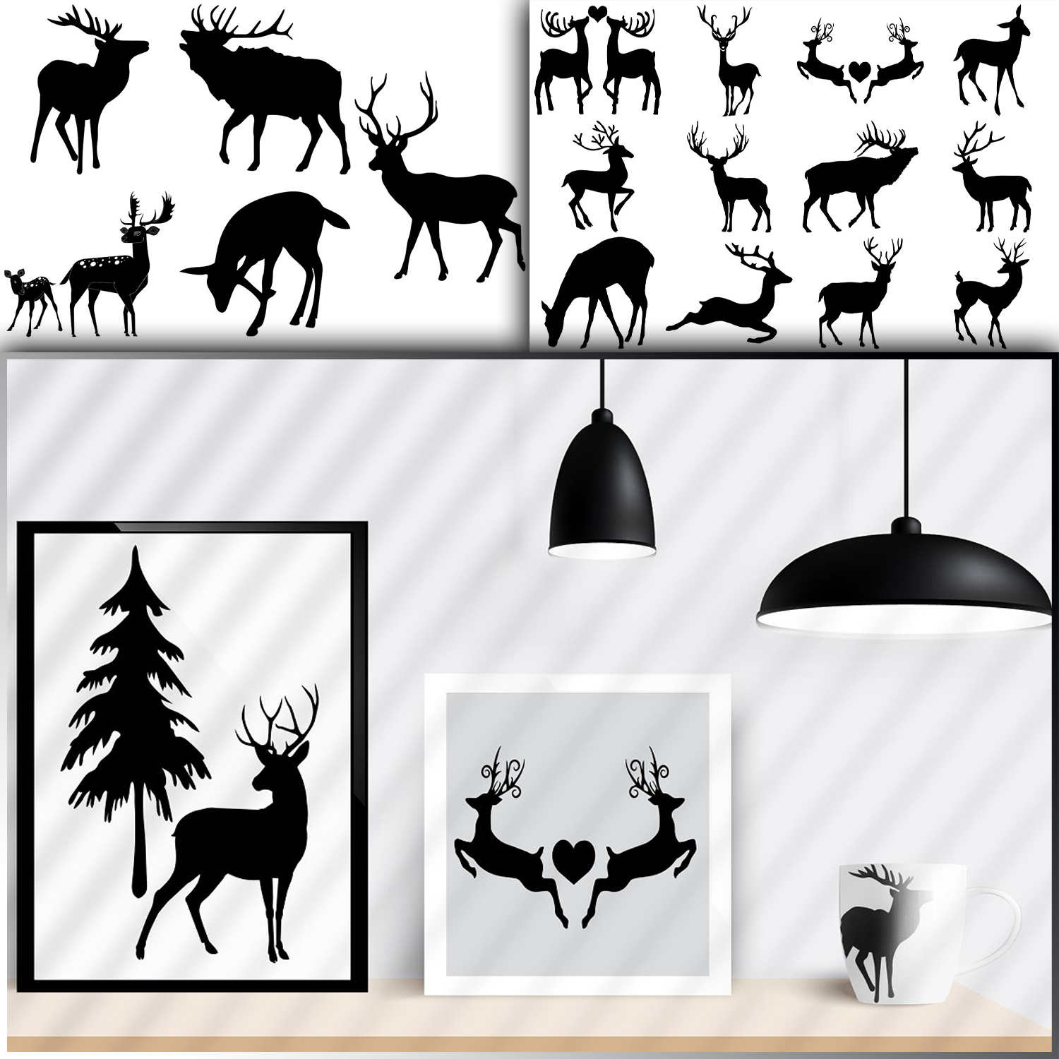 Deer,Forest,AntlerAnimals AI EPS PNG cover.