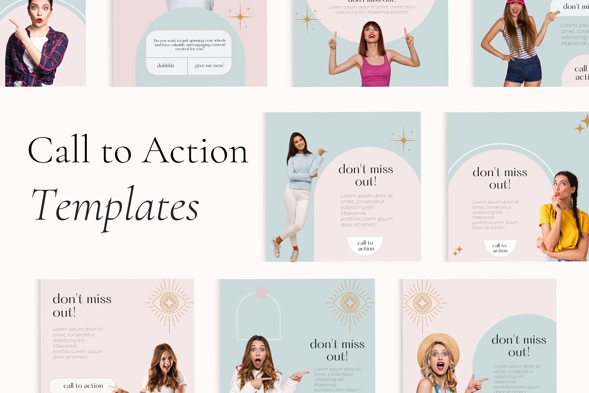 Call to action templates bundle on a gray background.