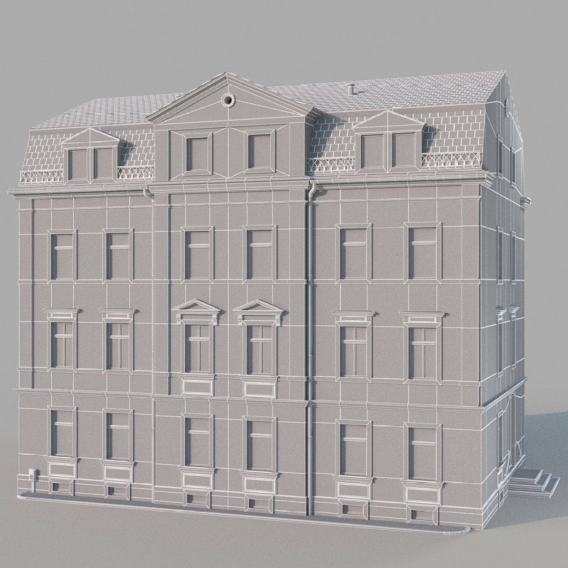 Classic Building 3d model preview.