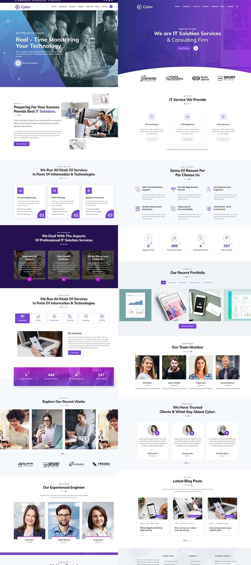 Bundle of templates of pages of cyber it solutions & multi-purpose wordpress theme.