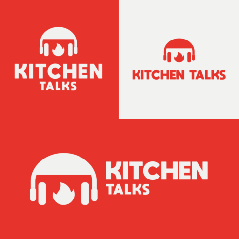 Kitchen Talks Logo Design. Food Podcast Logo main cover.