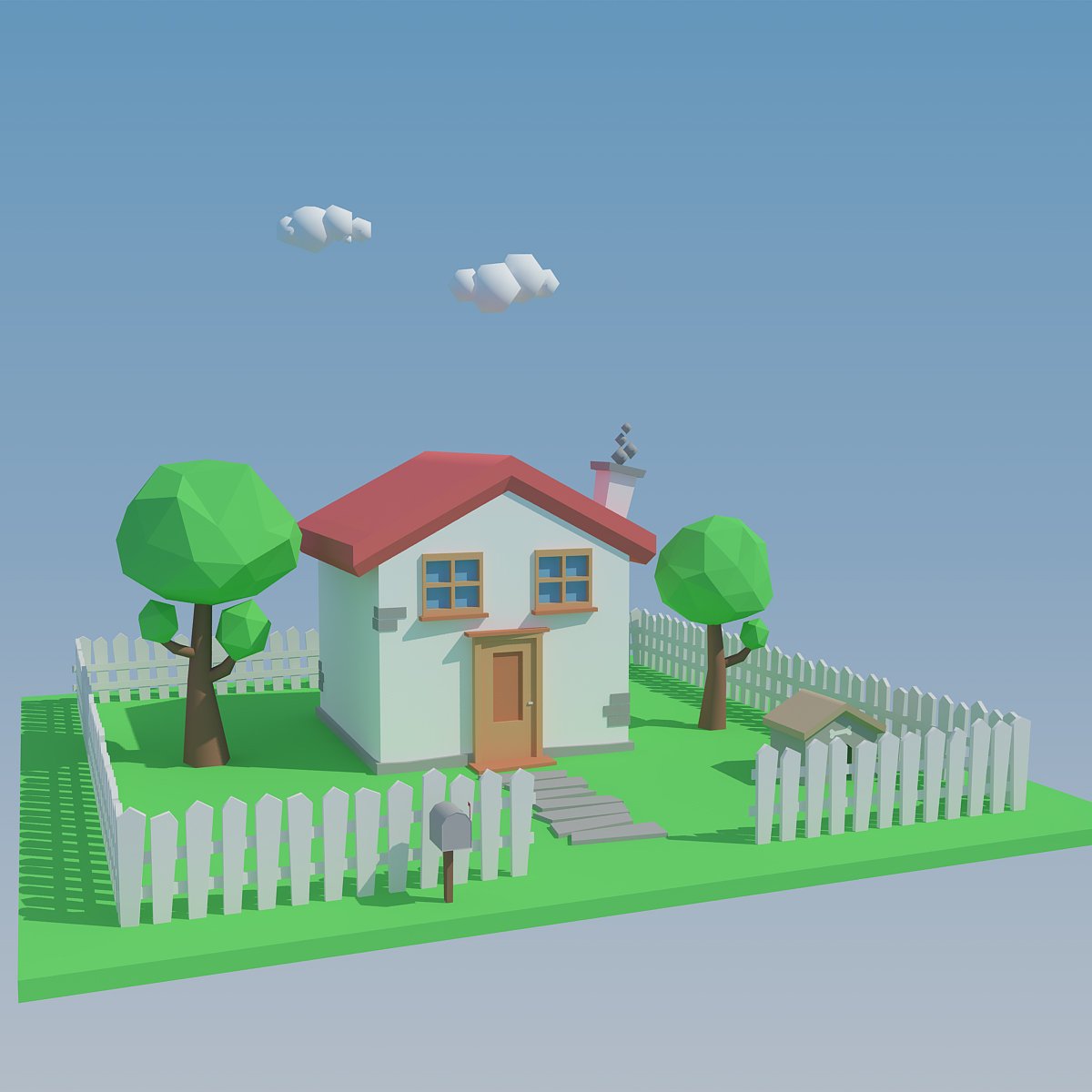 Low Poly House 3D model preview.