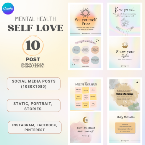 Mental Health Social Media Posts Design cover image.