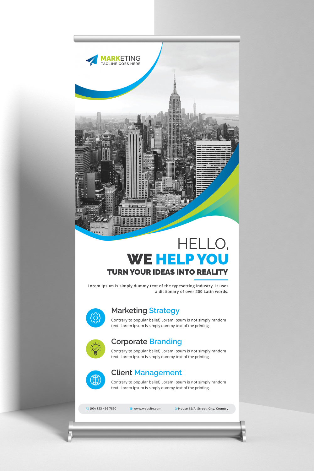 Image of corporate roll up banner in amazing green design