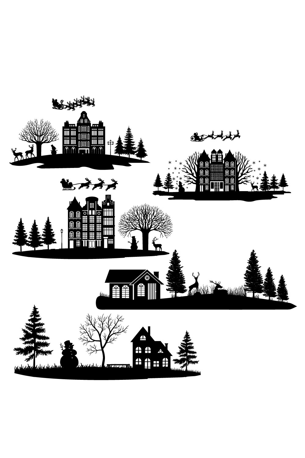 Collection of amazing images of Christmas houses silhouettes