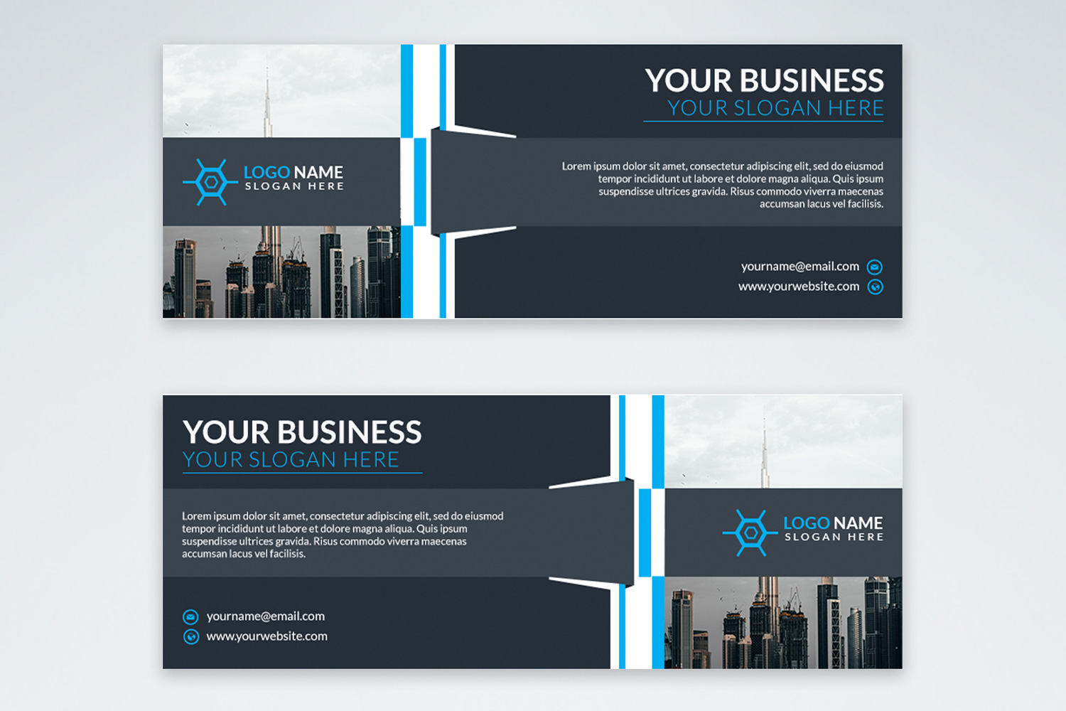 Professional Facebook Cover Design Template blue color preview.