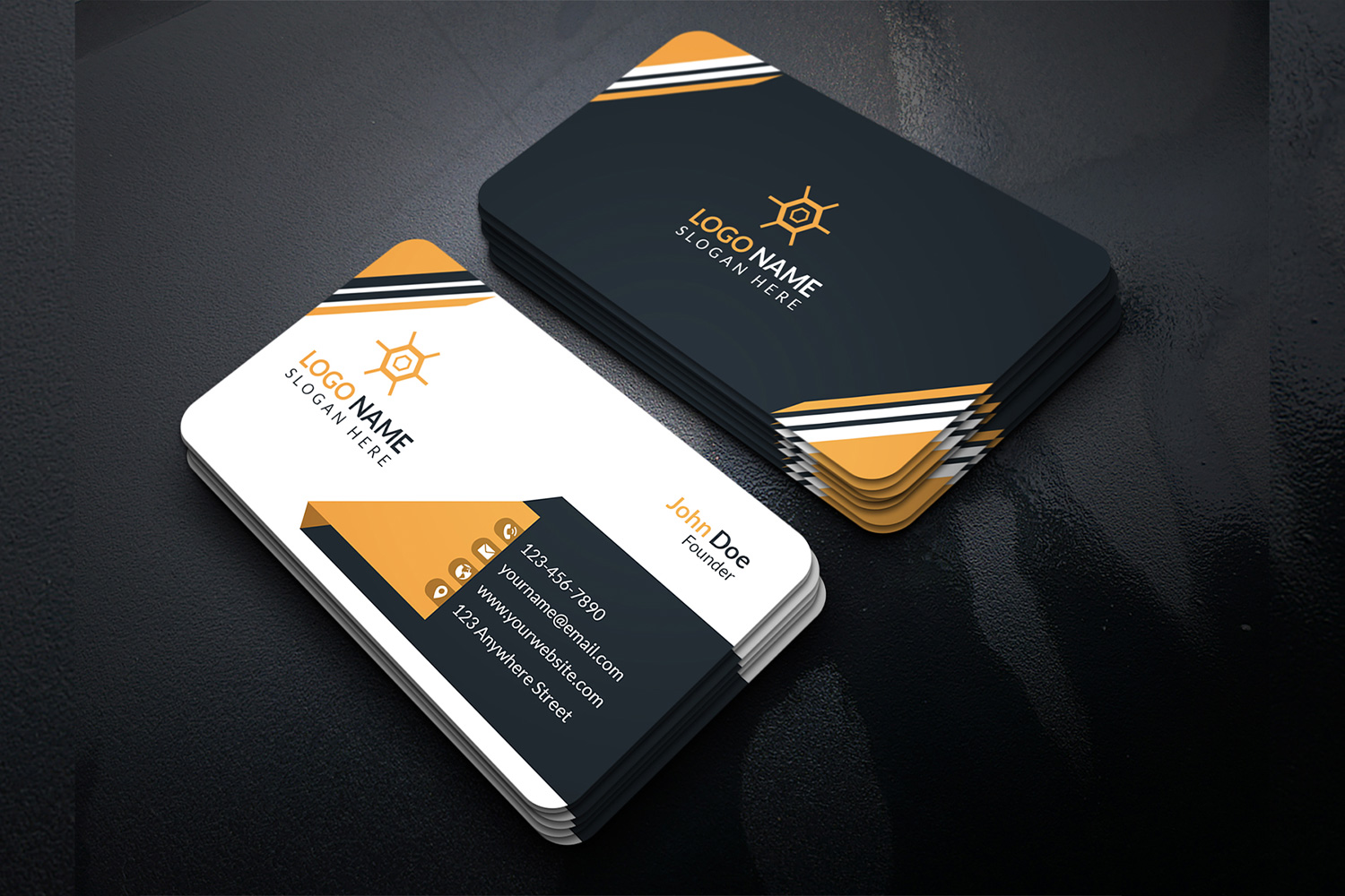 Professional Business Card Design Template gold color.