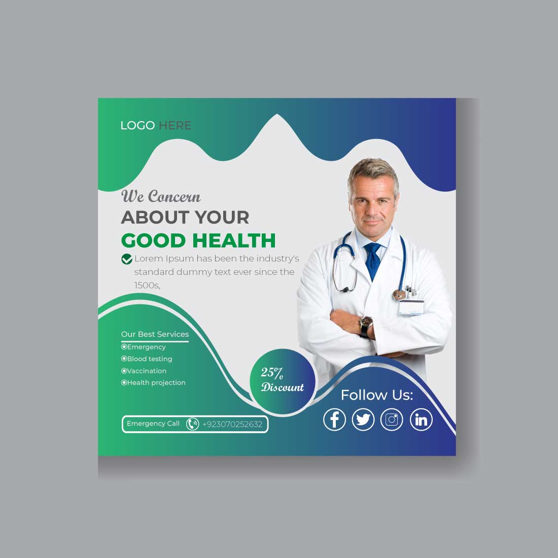 Image of adorable medical health care social media post template