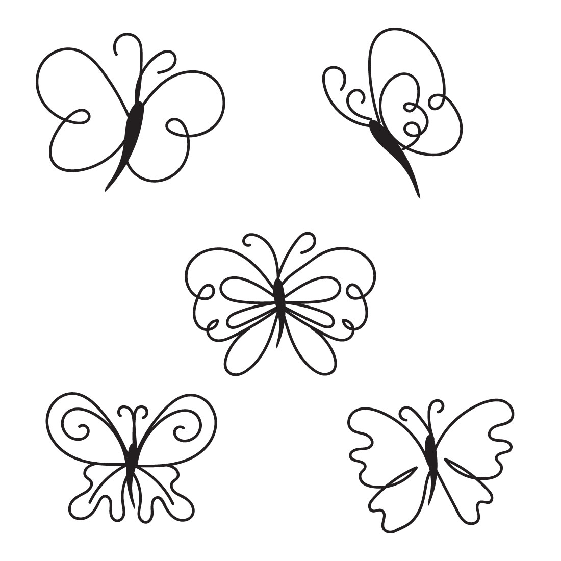 Set of four butterfly designs.