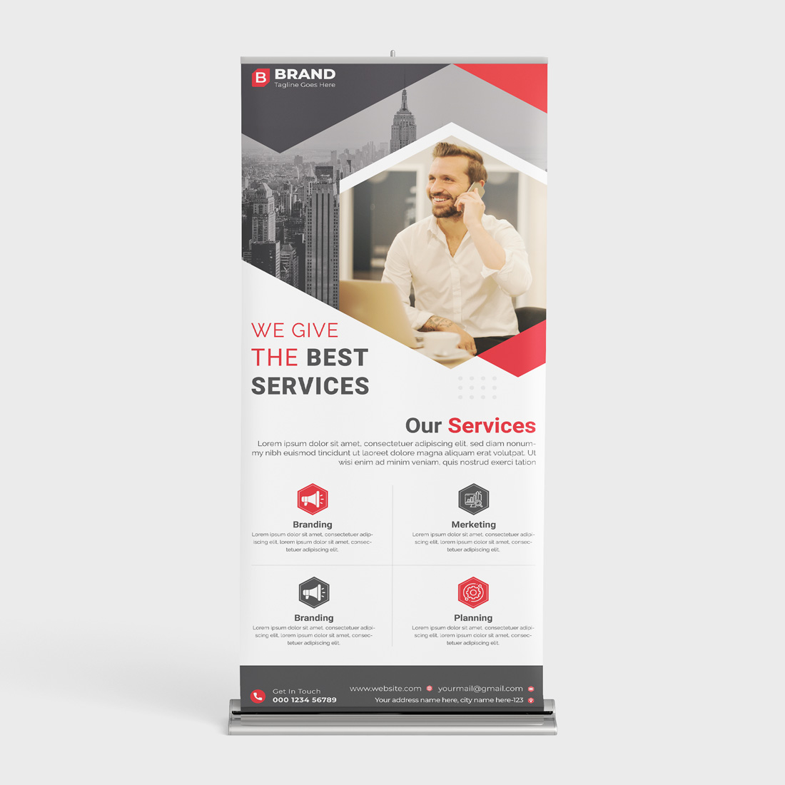 Business Corporate Rollup Banner Bundle Red Accent Design preview image.