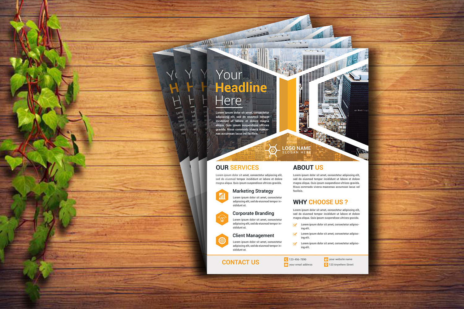 Professional Flyer Yellow Design Template preview image.