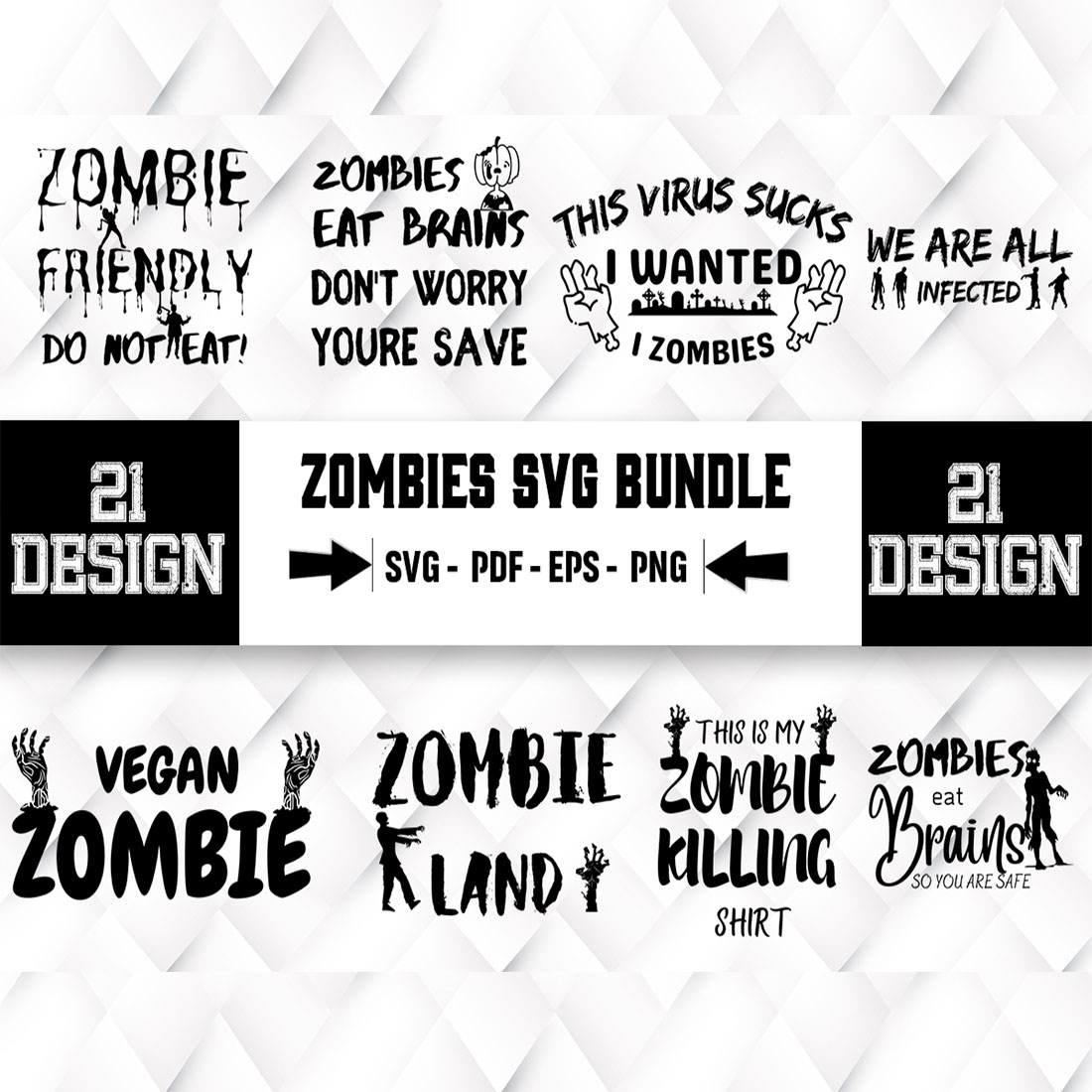 Pack of unique images for prints on the theme of zombies