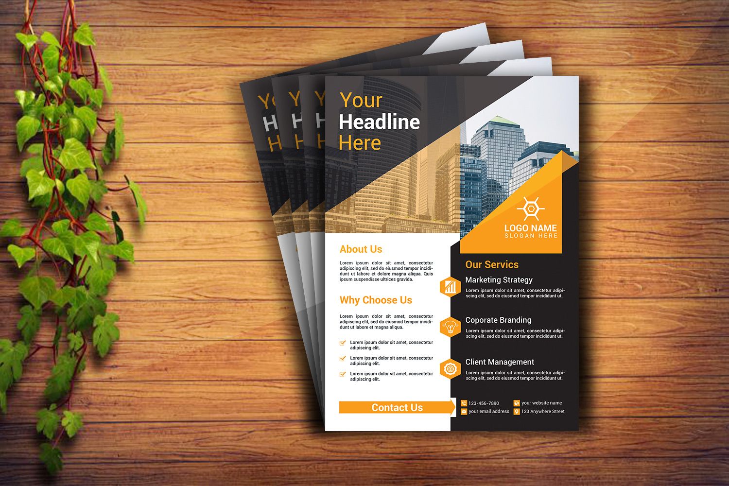 Modern Flyer Yellow Design Template pinterest image.