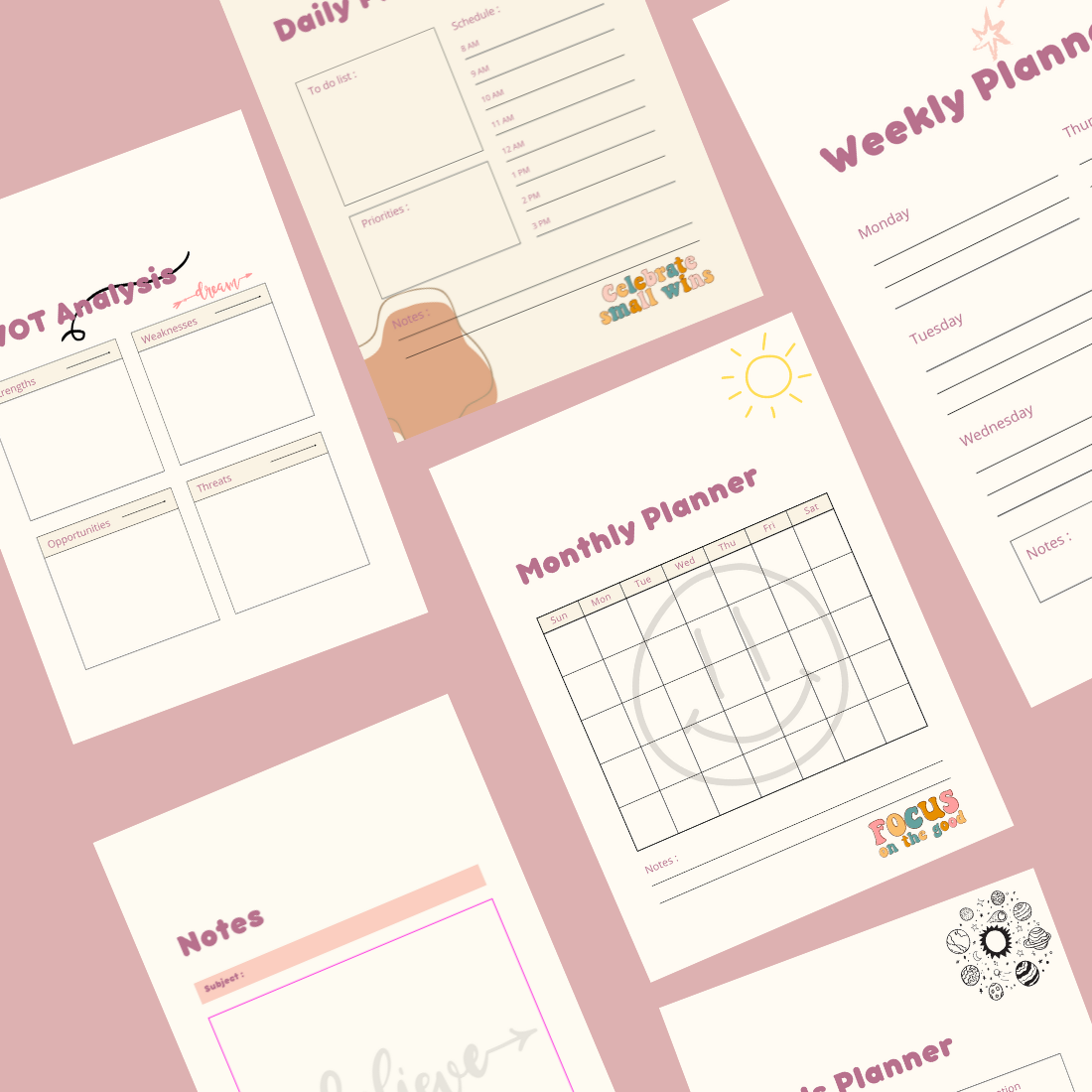 Clean Yearly Planner Bundle Template cover image.