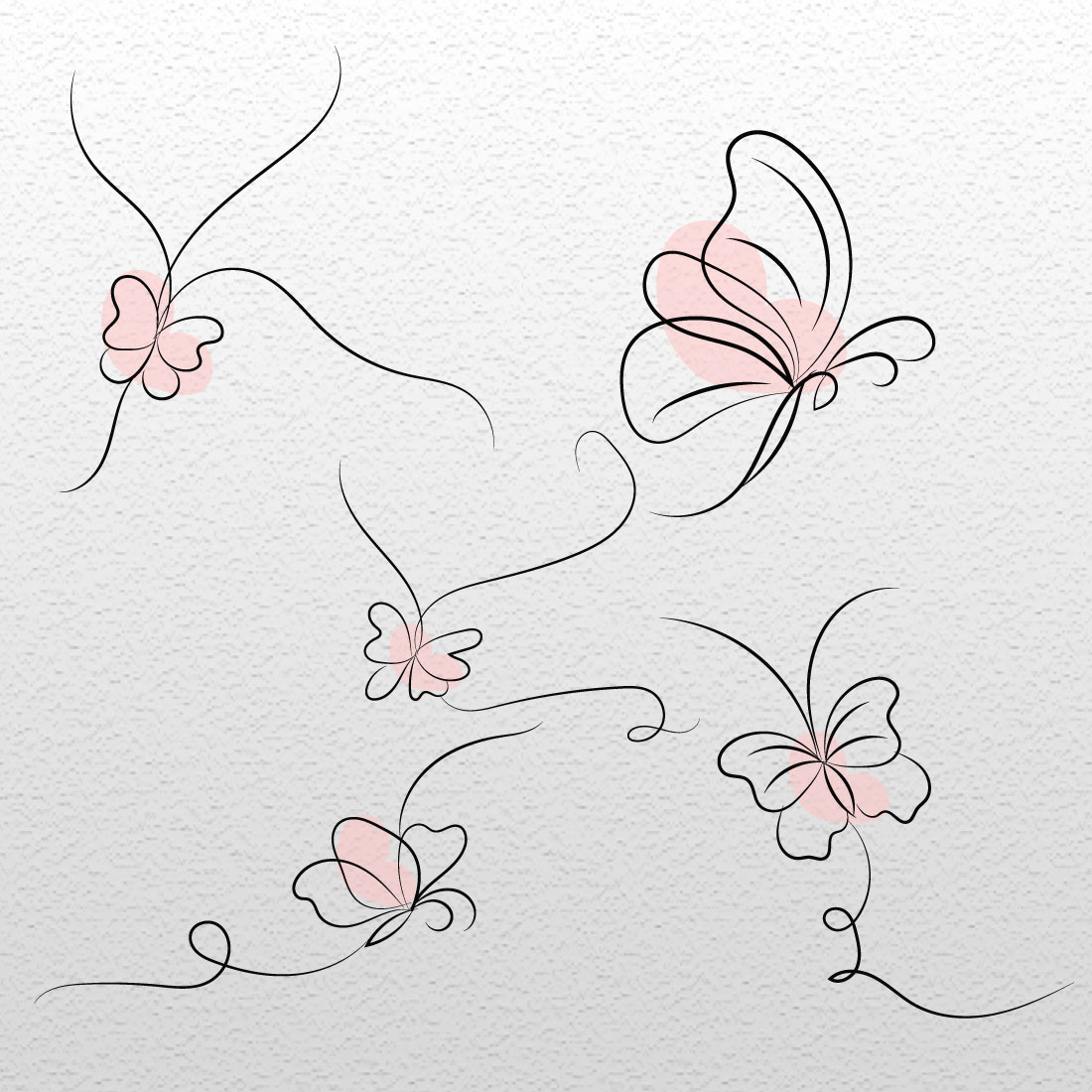 Drawing of three butterflies flying in the air.