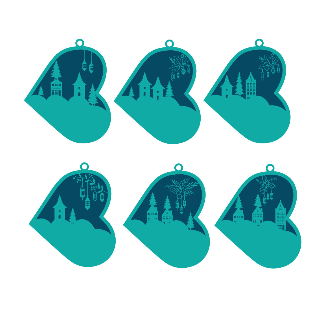 Blue Christmas House SVG Bundle image cover.