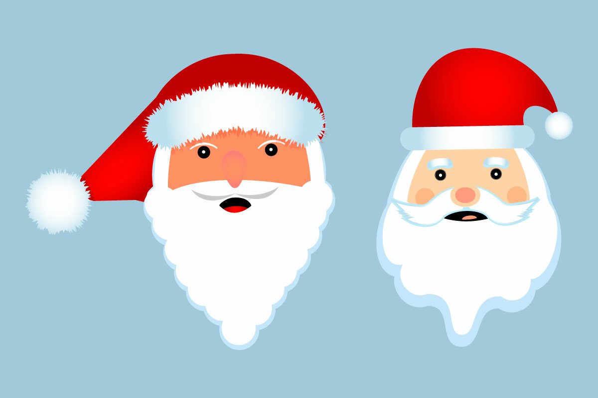 Two options of Santa Claus faces.