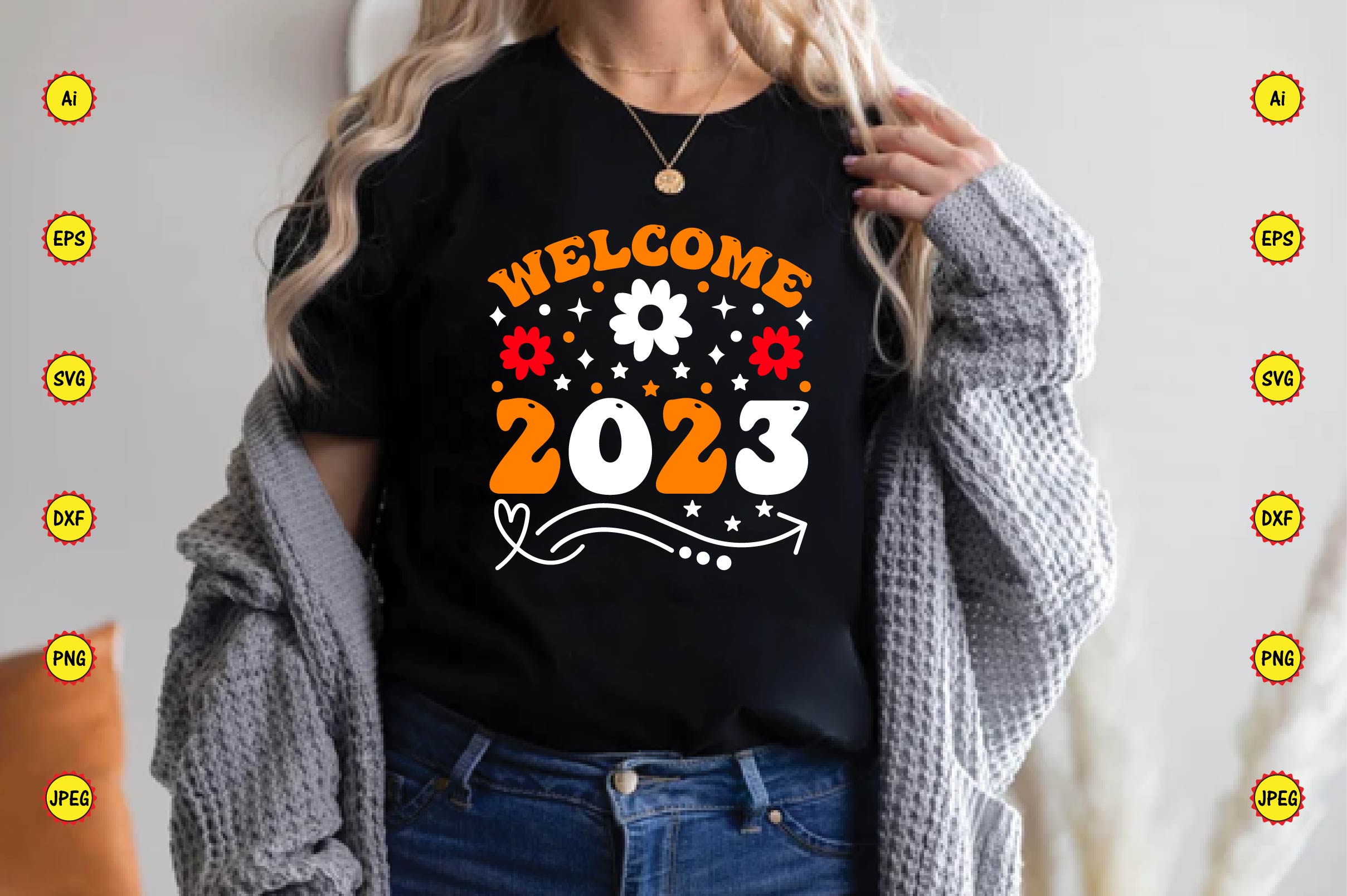 T-Shirt New Year Welcome sdesign Bundle preview image.