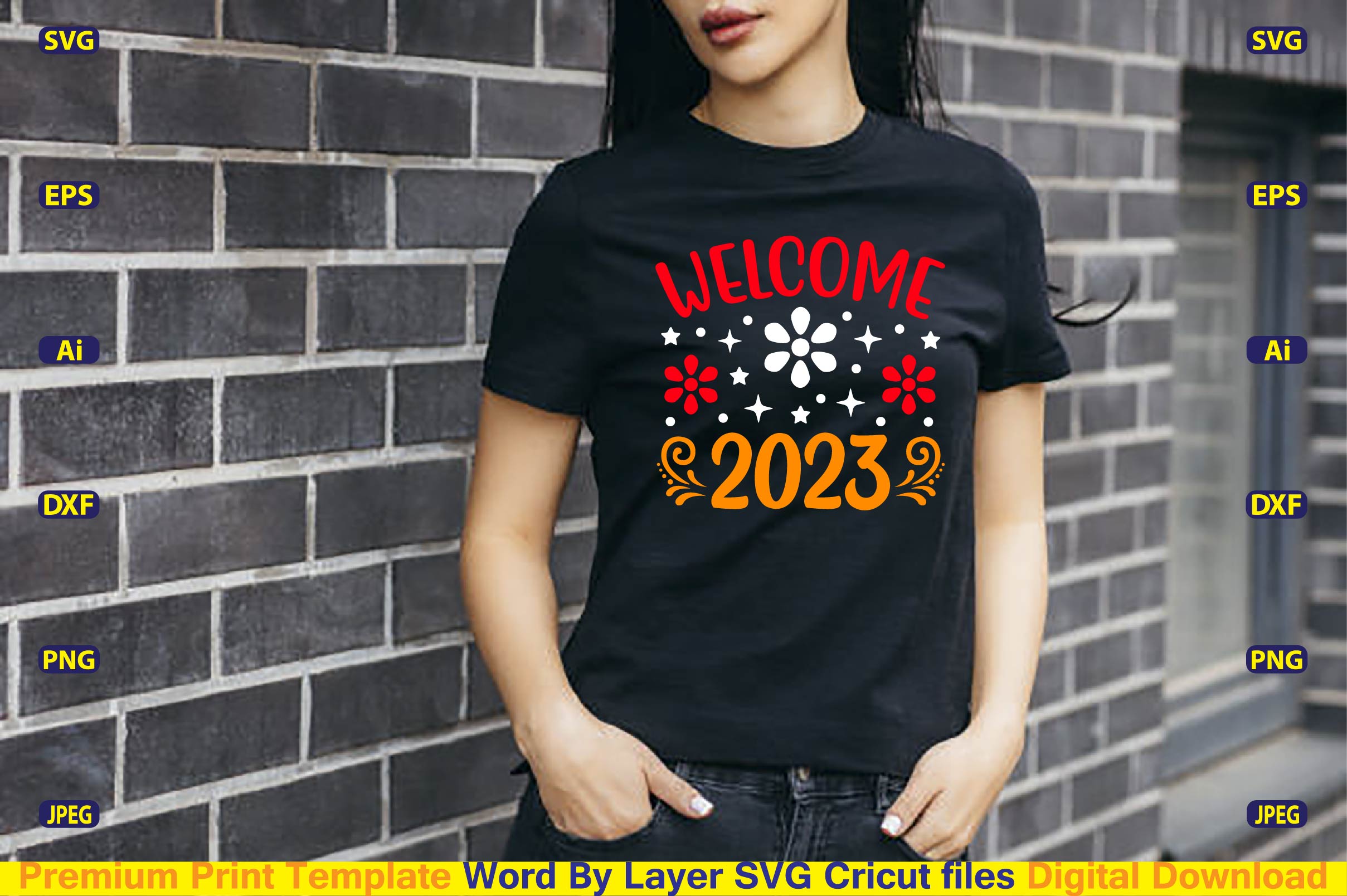 Welcome New Year T-Shirt Design Bundle prevew image.