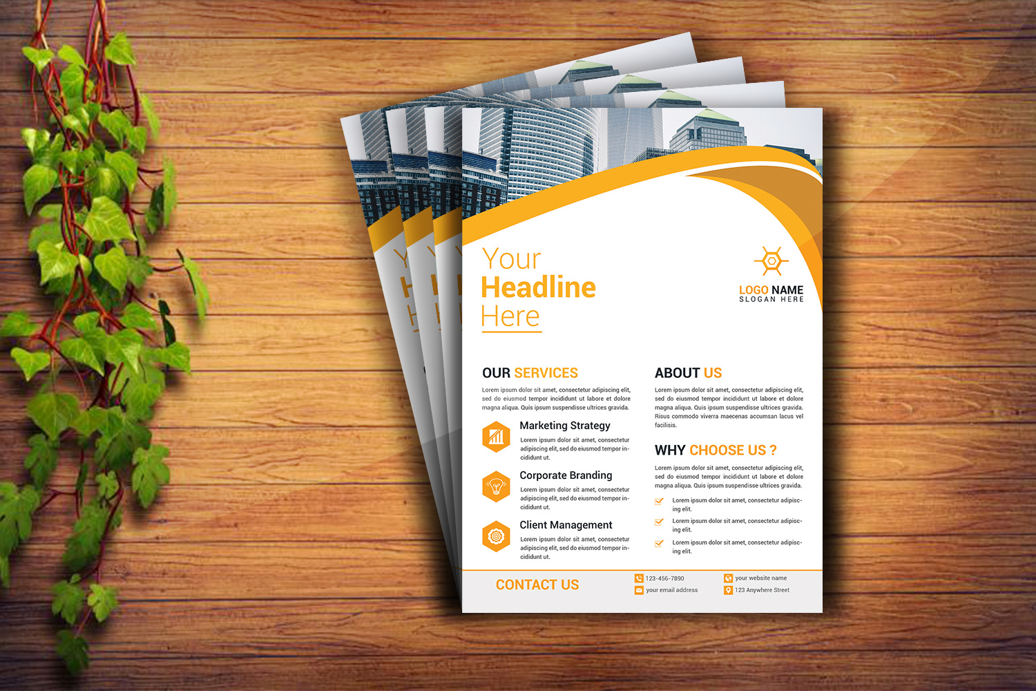 Creative Flyer Yellow Design Template preview image.