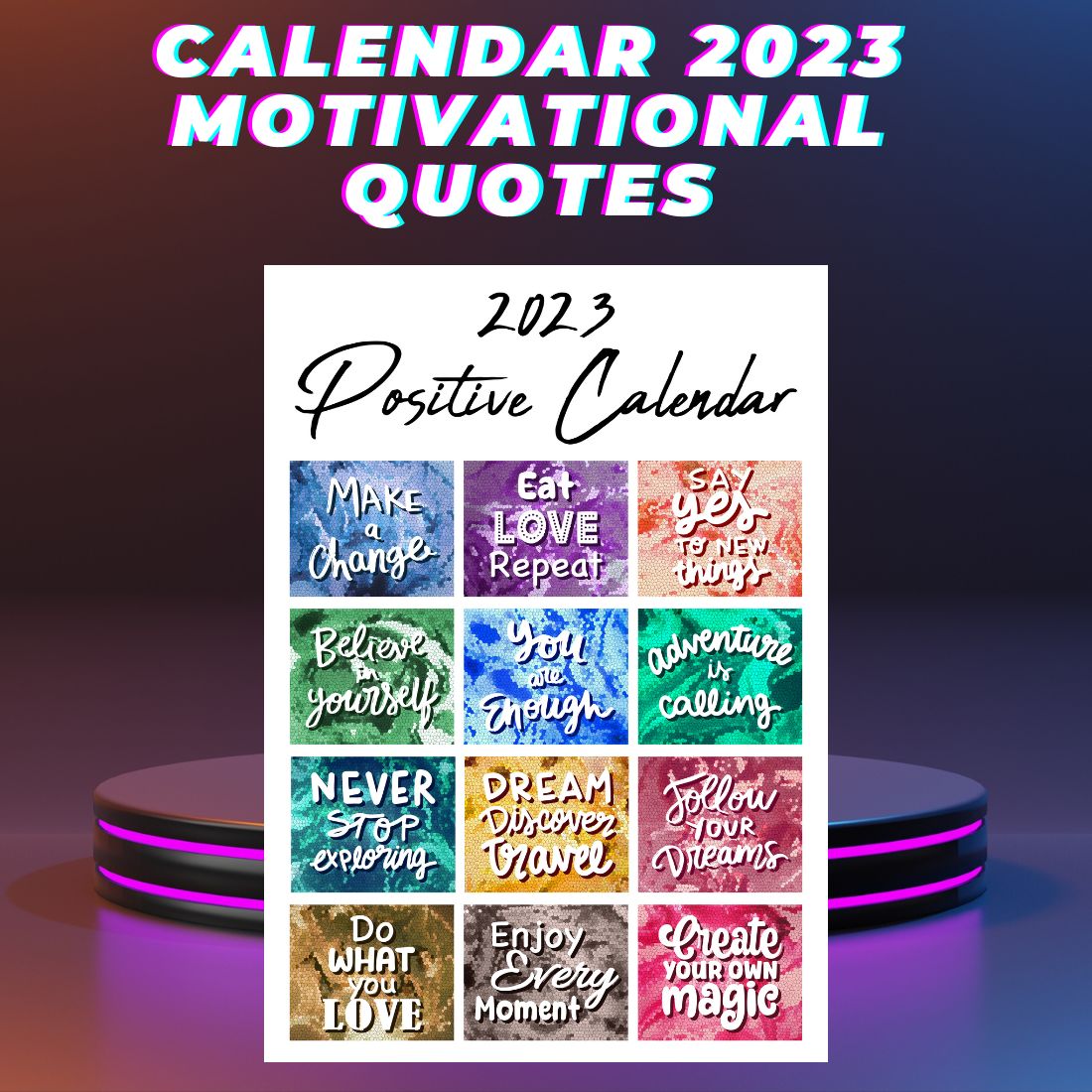 Calendar 2023 Motivational Quotes MasterBundles