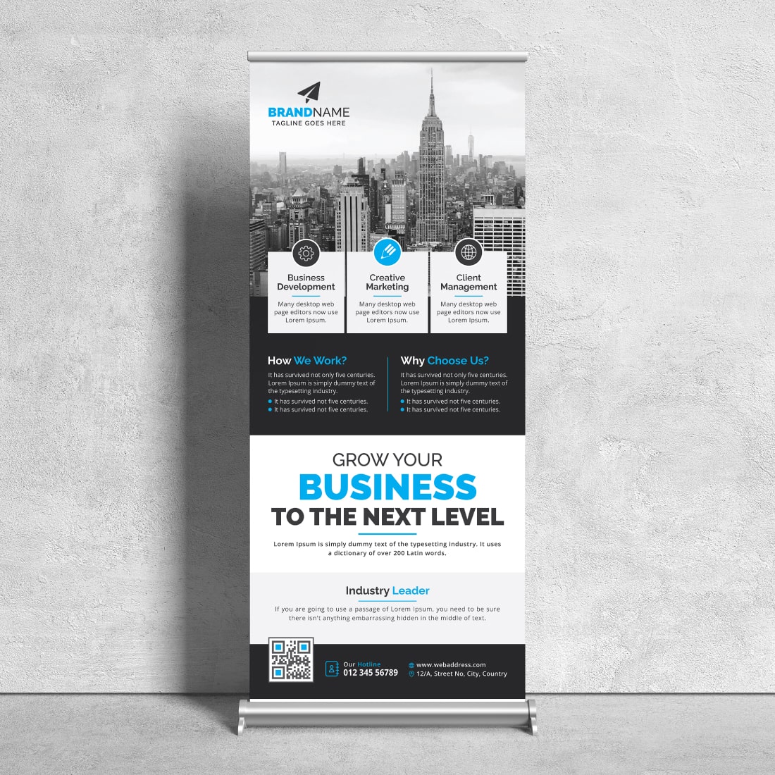 Image of corporate roll up banner in amazing blue design