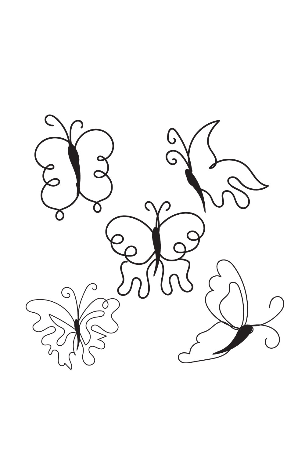 Drawing of three butterflies flying in the air.