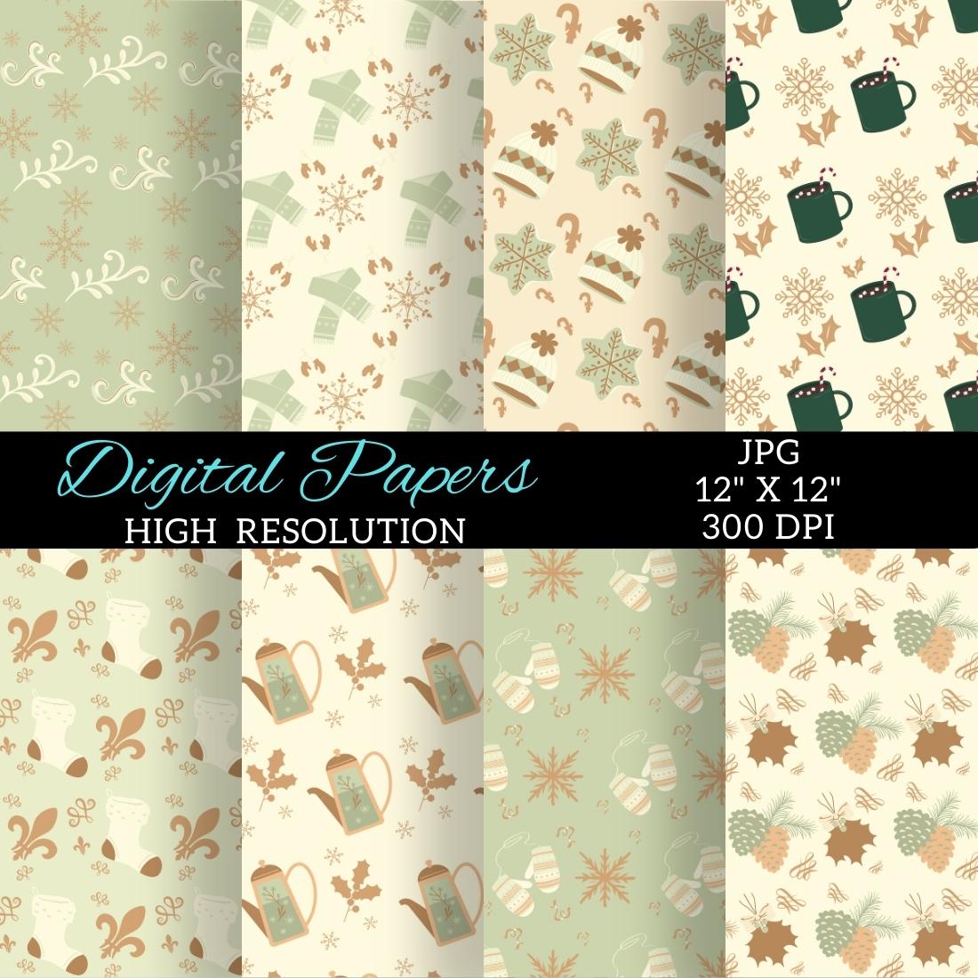 Boho Winter Digital Paper Patterns Design cover image.