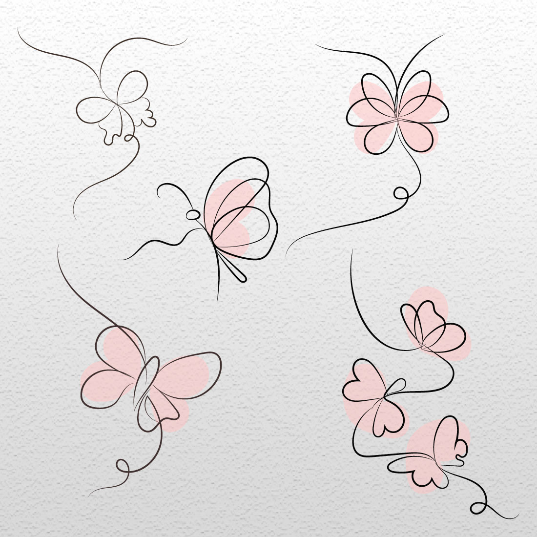 Drawing of butterflies flying in the air.