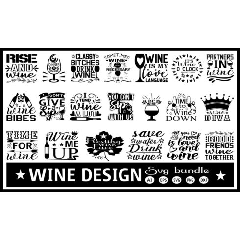 Wine SVG Design Bundle cover image.
