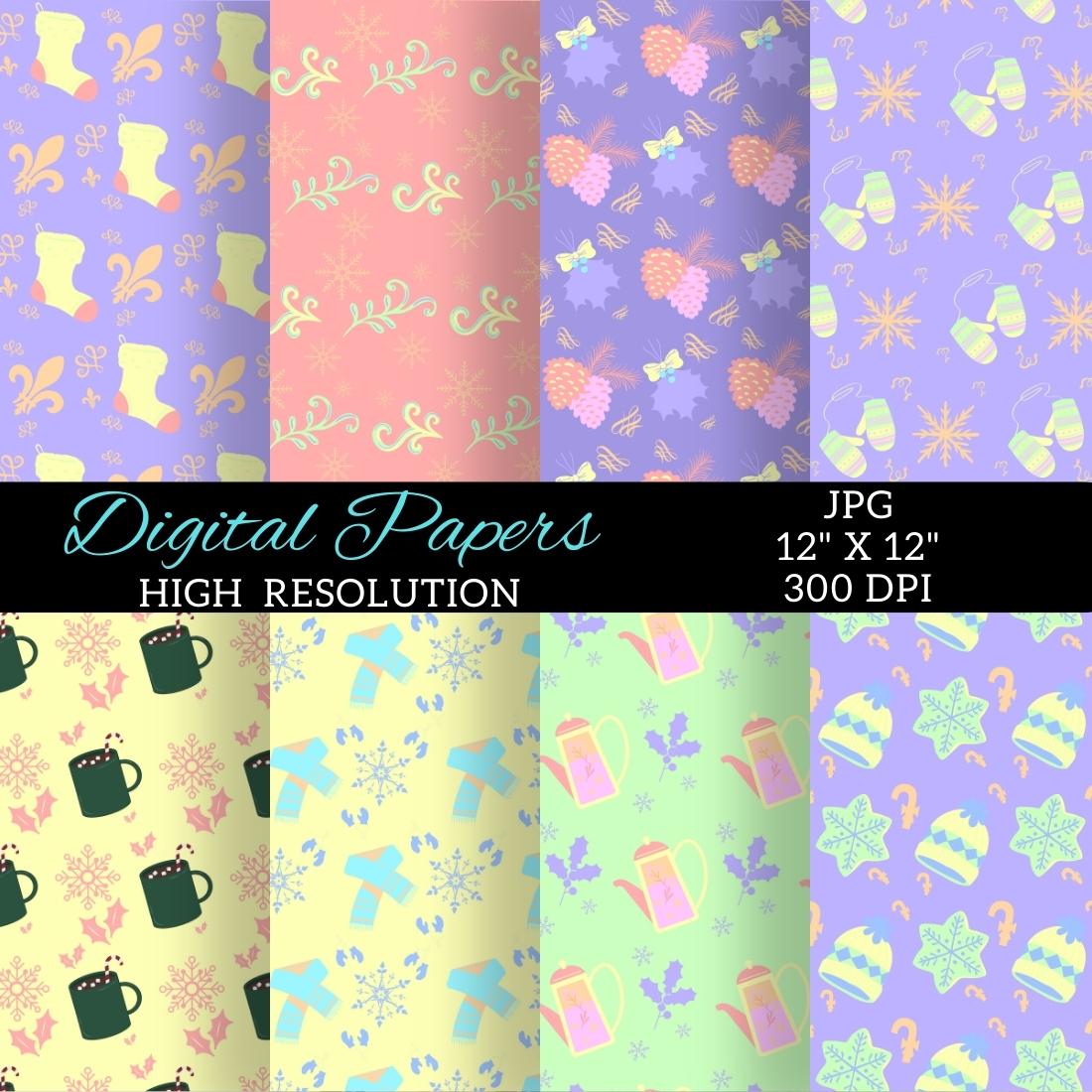 Winter Digital Paper Rainbow Patterns Design cover image.